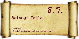 Balanyi Tekla névjegykártya